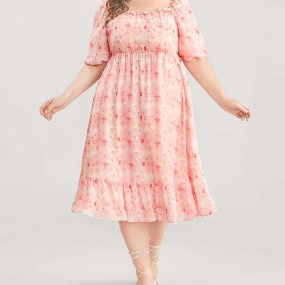 BloomChic Pink Floral Midi Dress